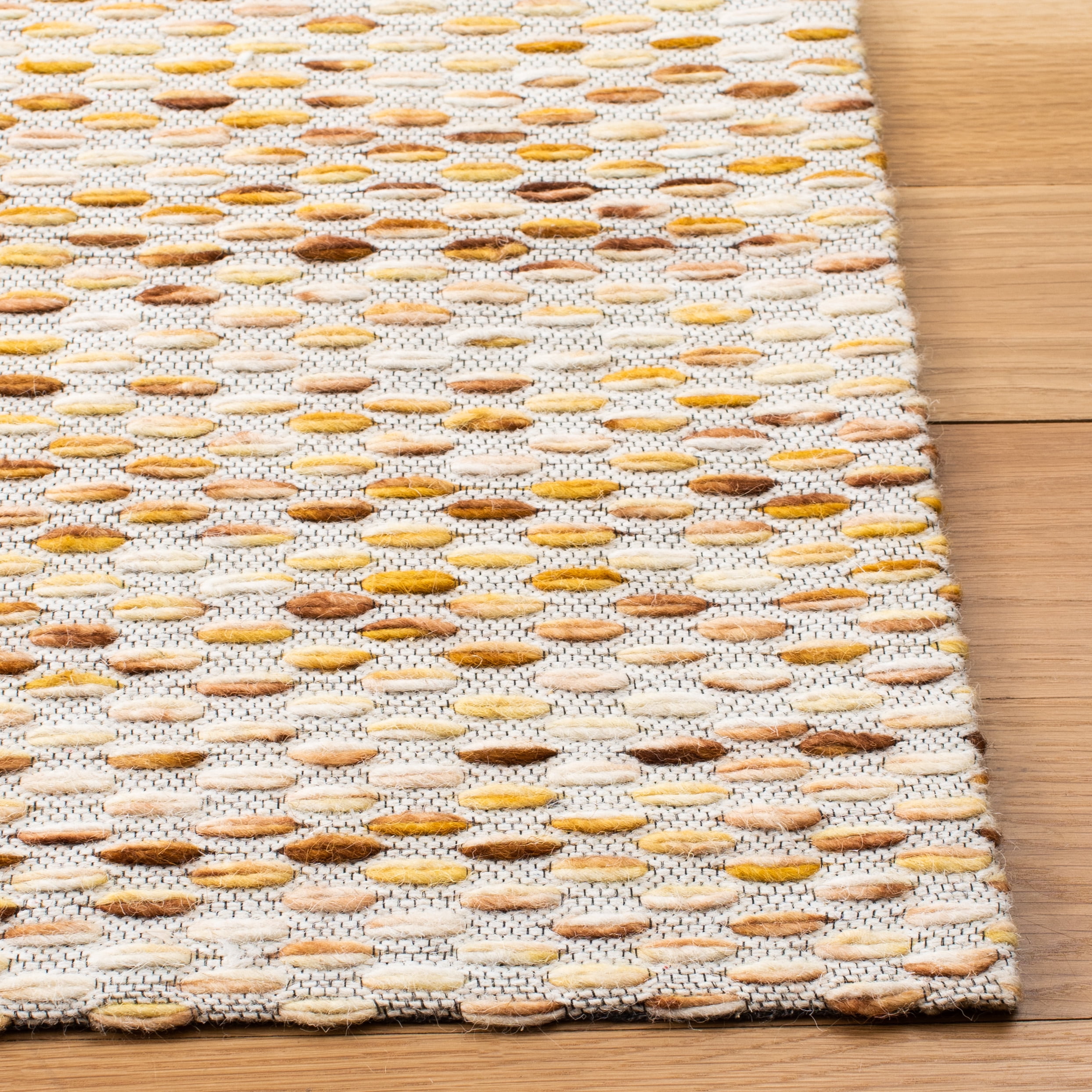 SAFAVIEH Marbella Carlene Geometric Striped Area Rug, Yellow/Ivory, 6' x 6' Square