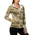 thumbnail image 2 of Camouflage Sun Protection Hoodie for Women UPF 50+ - Active Outdoor Long Sleeve Zip Up Jacket with Thumbholes & Pockets, Lightweight Athletic Rash Guard Earthy Yellow XL, 2 of 6