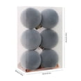 thumbnail image 2 of Rysoverian 6 Pack Flocked Christmas Ball Ornaments, Gray-Blue Velvet Foam Baubles for Tree Wreath Holiday Decoration, 2 of 7