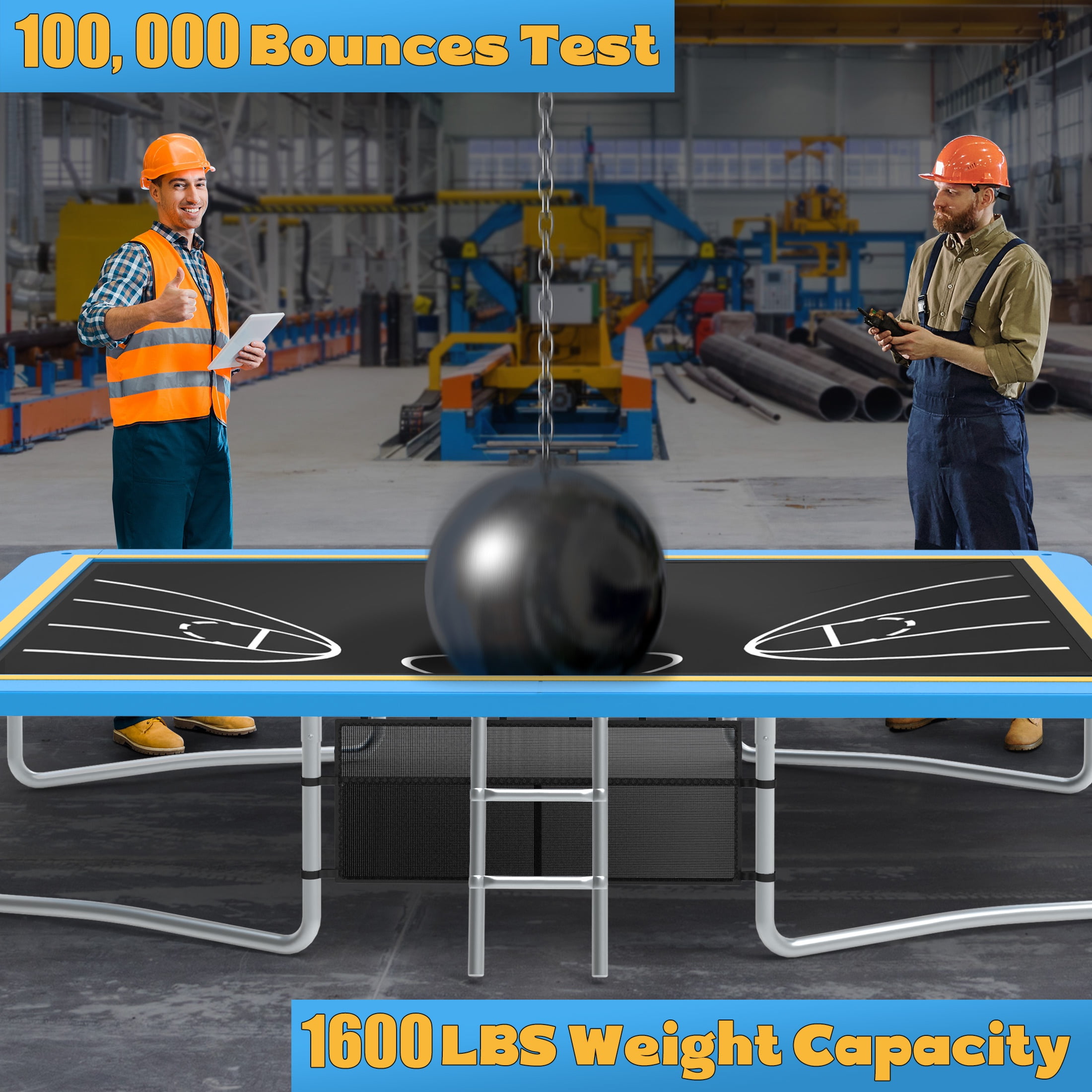 Large Rectangle Trampoline for Kids and Adults, 1600LBS Weight Capacity Recreational Trampoline with Enclosure Net, Basketball Hoop, Segmart Galvanized Heavy Duty Outdoor Trampolines for Patio Garden
