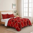 thumbnail image 5 of Queen Quilt Set 90''x96'', Red Geometric Lightweight Summer Bedspread Coverlet Set with 2 Pillow Shams, Modern Morocco Abstract Art Breathable All Season Quilt Bedding for Bedroom/Guest Room, 5 of 9