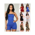 thumbnail image 3 of Inevnen Women Strapless Tube Jumpsuit Solid Sleeveless Bodycon Bodysuit Romper One Piece Short, 3 of 6
