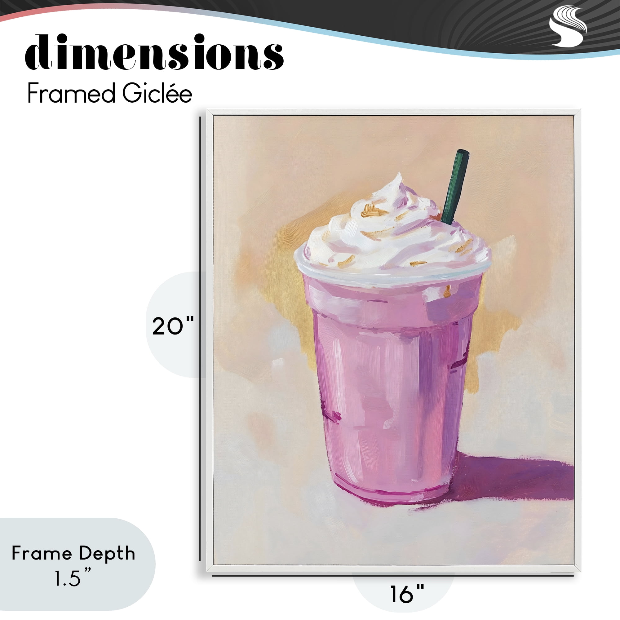 Stupell Industries Pink Strawberry Shake White Framed Giclee Art, design by The Prints Vibe