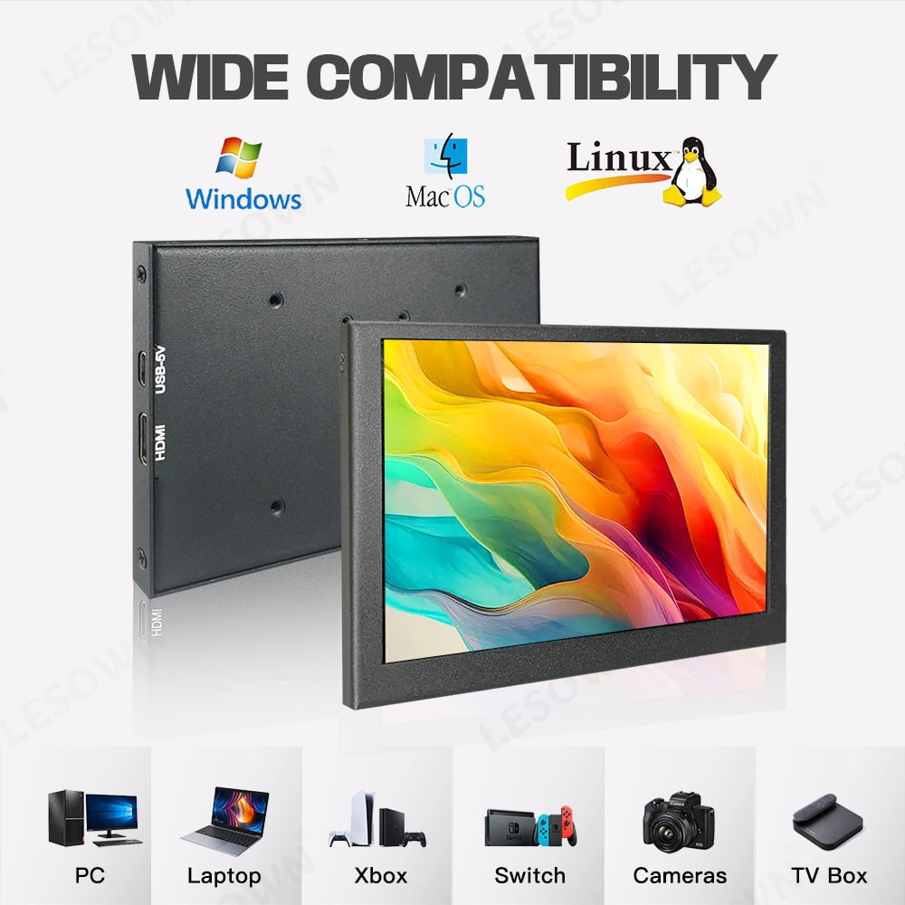 LESOWN mini Small Monitor 5 inch IPS 800x480 HDMI Display 5V USB Powered Compact Little Screen Portable Monitor for Raspberry PI Computer PC Camera Black