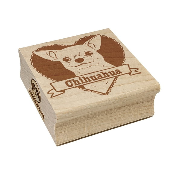 Chihuahua Dog Heart Square Rubber Stamp Stamping Scrapbooking Crafting - Small 1.25in