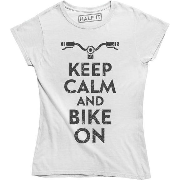 Men's Keep Calm And Bike On Bicycle Rider Bicyclist FREE SandH Tee Shirt