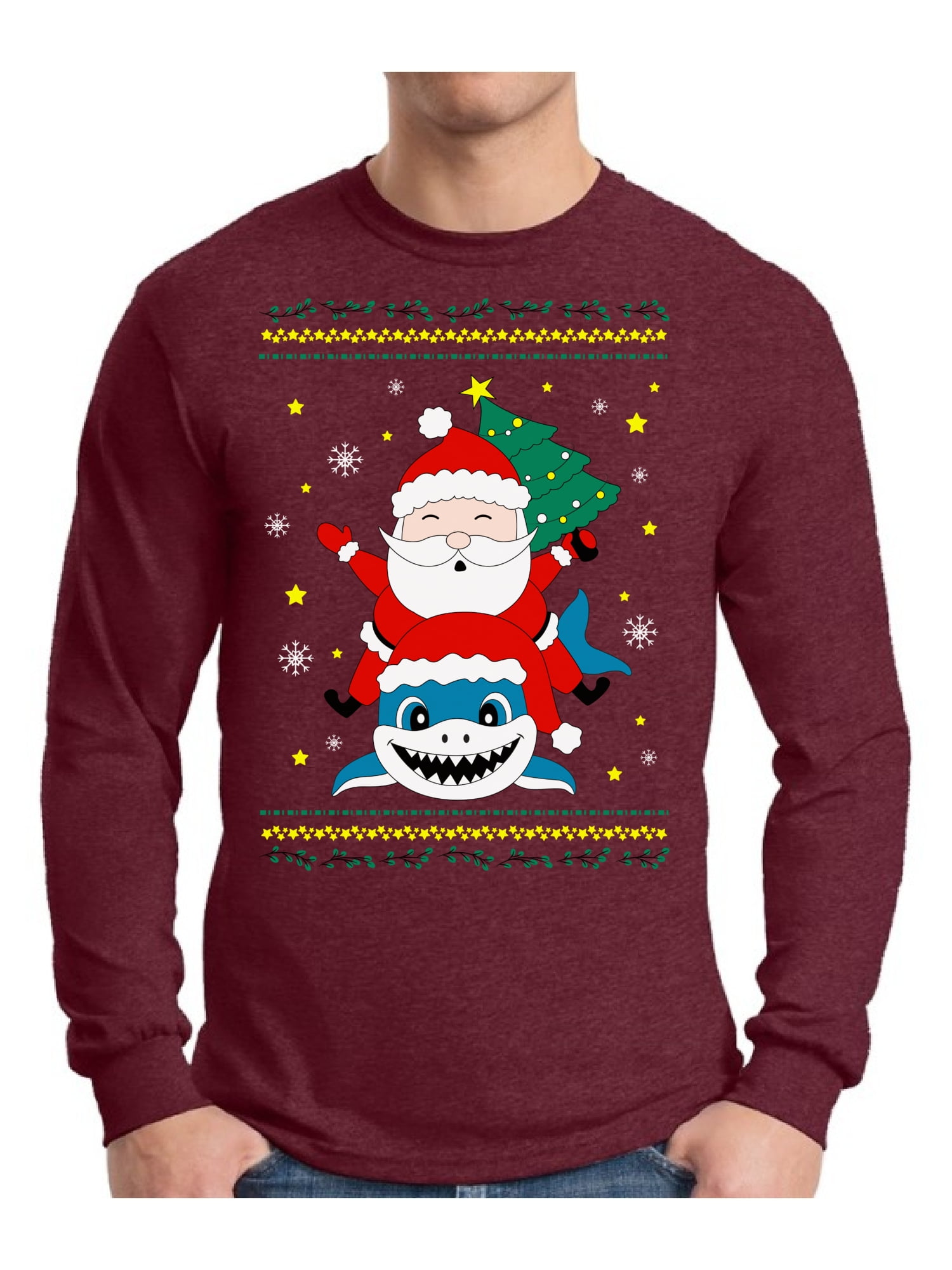 Mens Christmas Novelty Jumper Funny Santa Thin Xmas Sweater Top Crew Neck 
