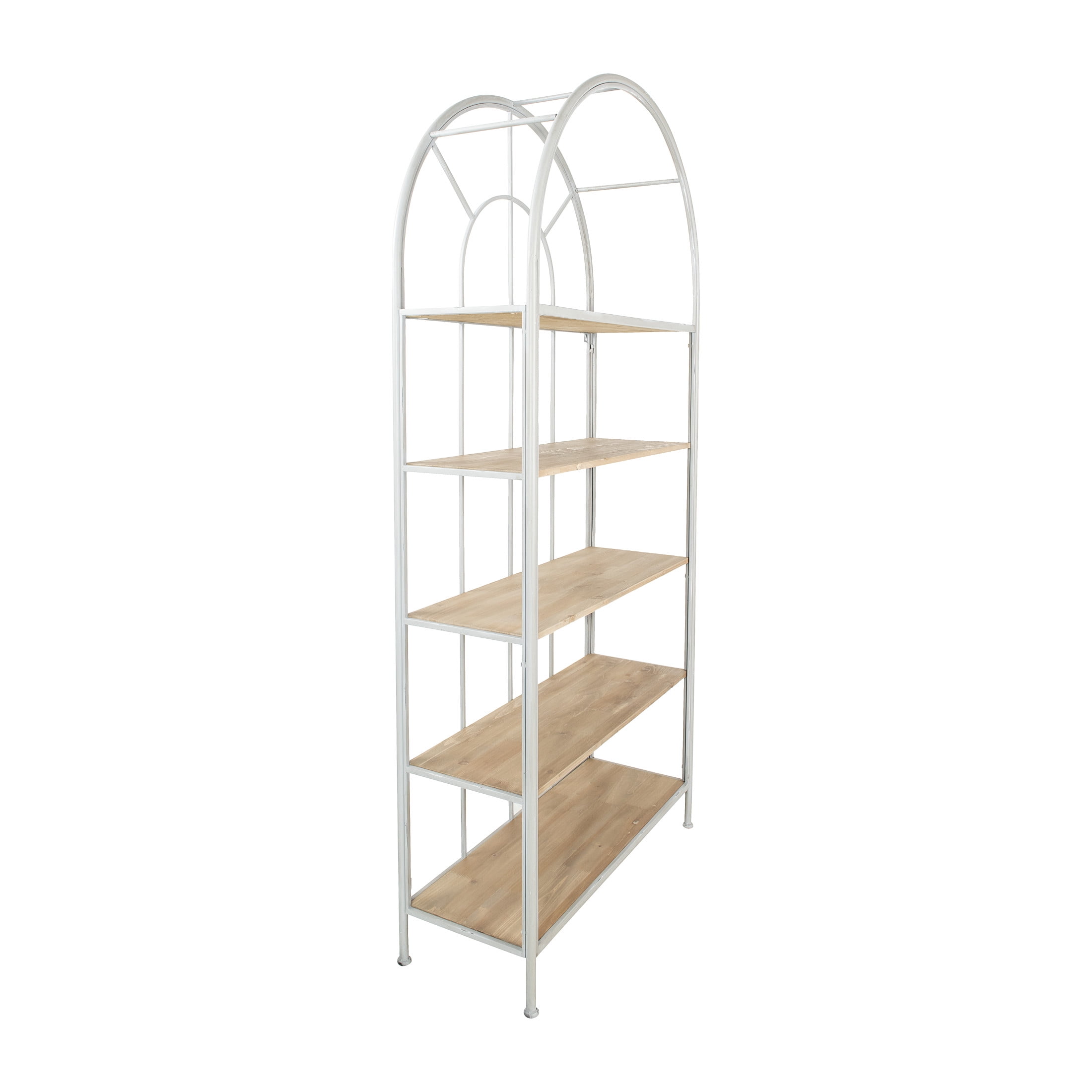 Creative Co-Op Metal Framed and Wood Bookshelf with 5 Shelves, Natural and White