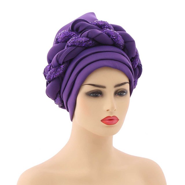 Chapeau de Mode pour Femmes avec Perles, Bonnet de Cancer Musulman à Volants, Bonnet de Sommeil Doublé en Satin