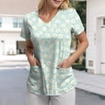 thumbnail image 2 of felwors Printed Scrub Tops Women V Neck Short Sleeve Plus Size Scrubs for Womens Nursing Uniforms Shirts with Pockets (Light Green, XXXL), 2 of 5