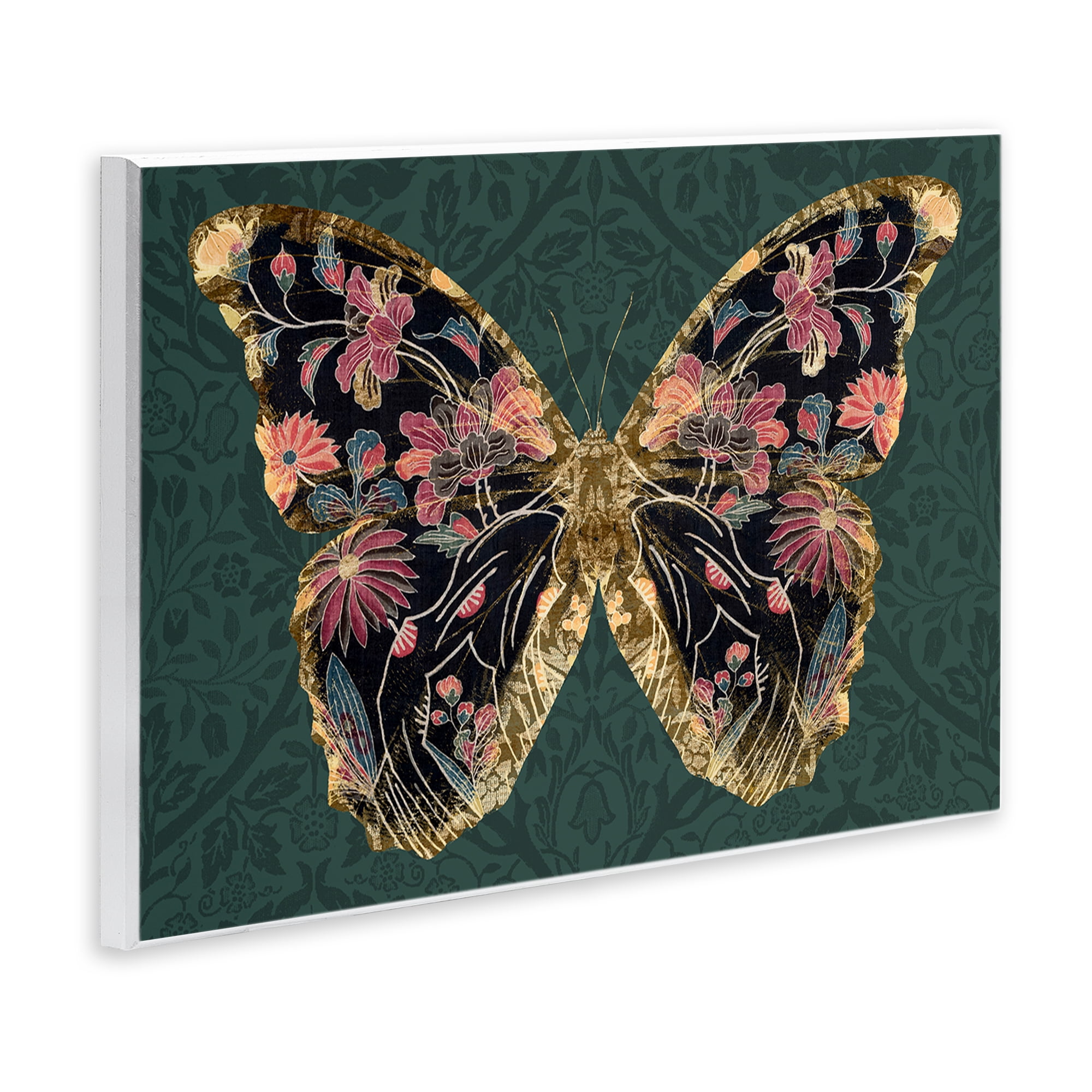 Stupell Industries Ornate Pattern Butterfly Animals Painting Unframed Art Print Wall Art, 15 x 10