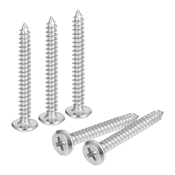 Uxcell M4x35mm Flat Head Phillips Drive Self Tapping Screws, 304 Stainless Steel Cross Drive Fastener Screws, Silver, Pack of 50