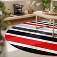 thumbnail image 3 of Round Area Rugs 3.3Ft, Red Black Stripe Non-Slip Washable Circle Rugs Carpet, Modern Abstract Coarse Striped Indoor Outdoor Rug Floor Mats Throw Runner for Bedroom Living Room Bathroom, 3 of 8