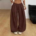 thumbnail image 3 of WULMLEO Oversized Wide Leg Baggy Sweatpants for Women Elastic Waist Casual Pants With Pockets Coffee M, 3 of 8