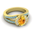 thumbnail image 3 of 2.35 Ct Oval Cut Citrine & Blue Topaz Gemstone Wonderful Wedding Ring for Women 14K Yellow Gold Size 3 by Diamond-Capitals, 3 of 8
