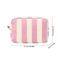 thumbnail image 3 of 9x6 Inch Striped Corduroy Makeup Bag, Zippered Cosmetic Pouch, Travel Organizer for Toiletry Storage, Outdoor Trip and Beauty Arrangement, 3 of 6