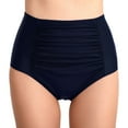 thumbnail image 1 of Women High Waisted Bikini Bottom Retro Ruched Swim Short Shirred Tankinis Brief  Navy Blue (S-2XL), 1 of 6