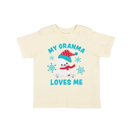 

Inktastic Polar Bear My Granma Loves Me in Santa Hat with Snowflakes Gift Toddler Boy or Toddler Girl T-Shirt