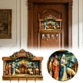 thumbnail image 2 of 2D Wooden Key Holder Wall Mount, 2D Flat Nativity Wooden Towel Key Hooks, Rustic Farmhouse Religious Wall Coat Hanger Hooks with 4 Hooks, Decorative Coat Rack for Entryway Hallway Bathroom, 2 of 5