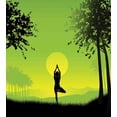 thumbnail image 3 of Yoga Duvet Cover Set, Meditating Lady Under Sunset Sky in Forest Serenity Balance Soul Nature Art, Decorative 2 Piece Bedding Set with 1 Pillow Shams, Twin Size, Green Black Yellow, by Ambesonne, 3 of 3