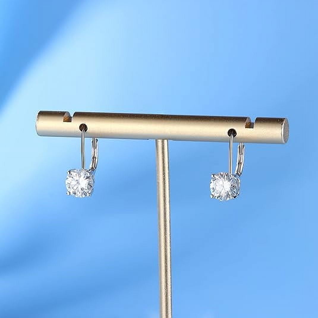 Divine Creation 925 Sterling Silver 1.40 Ct Round Cut White Diamond Lever Back Drop Earring's For Women's 14K White Gold Plated