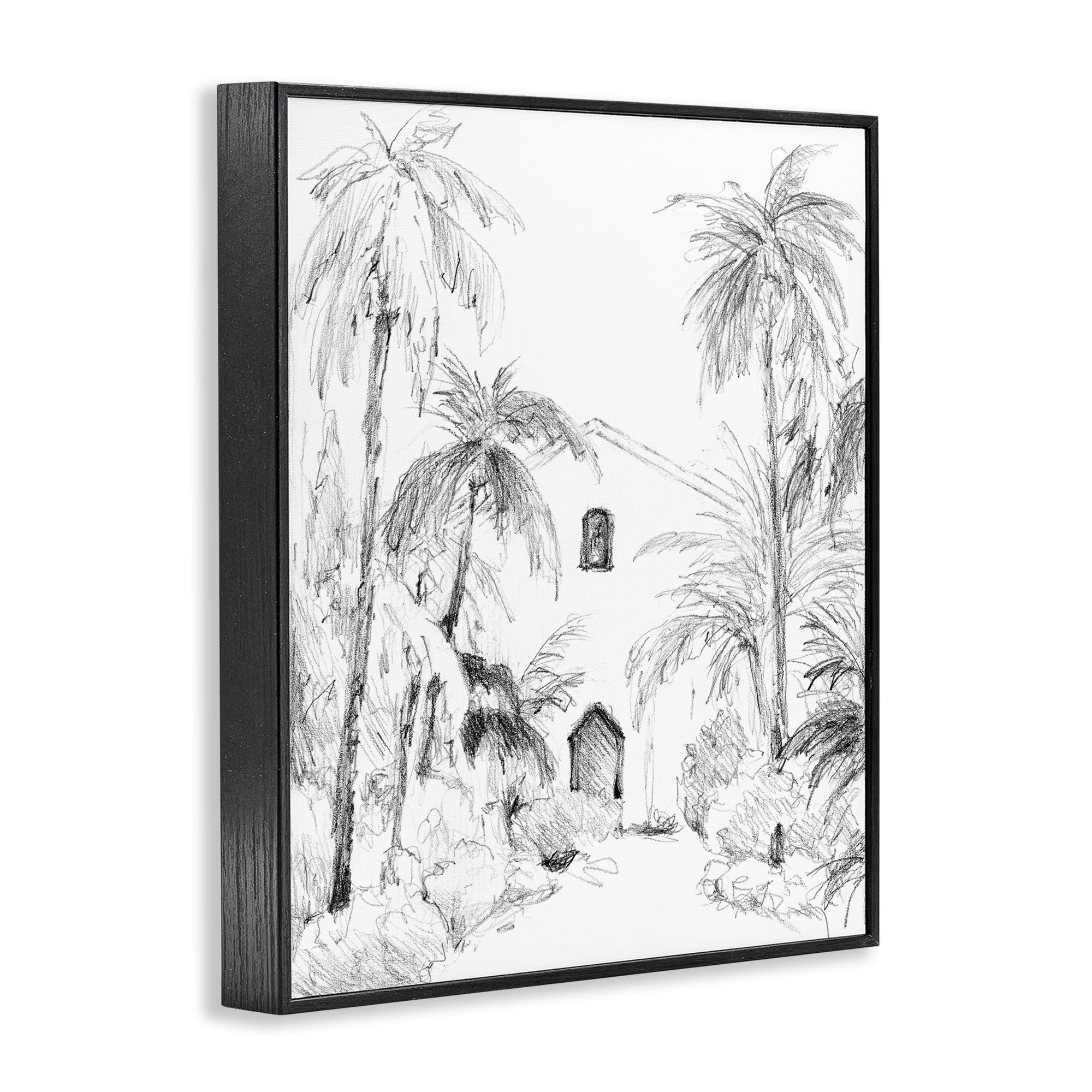 Stupell Industries Island Church Sketch Black Framed Giclee Art, design by Lanie Loreth
