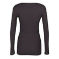 thumbnail image 3 of TQWQT Long Sleeve Shirts for Women Scoop Neck Ribbed Knit T Shirts Slim Fit Casual Basic Tee Top Trendy Workout Ruched Tops Fall Winter Clothes Dark Gray M, 3 of 4