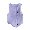 thumbnail image 3 of Purple Womens Blouses Women's Summer Solid Color Tops Fashionable Casual Loose Cotton Linen Women's T Shirt Vest Strap Ladies Tops and Blouses, 3 of 5