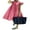 Rose Red, variant on Komoo Babydoll Summer Dresses for Women Casual Ruffle Sleeve Crew Neck Tiered Flowy Swing Midi Dress Sundress
