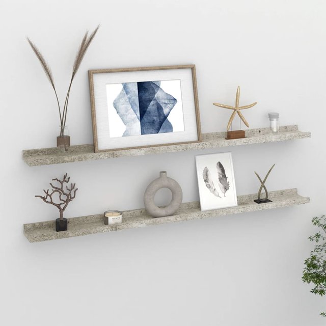 vidaXL Étagères Murales 2 Pcs Gris Béton 100x9x3 cm