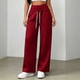 thumbnail image 5 of Track Pants for Women Fashion Solid Color High Waist Elastic Drawstring Straight Leg Loose With Pockets Stylish Trendy Casual, 5 of 8