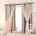 thumbnail image 3 of Hollow Star Design Double Layer Window Curtain Gauze Light Transmitting Curtain Light Blocking Drape 1x2m Rod Type, 3 of 5