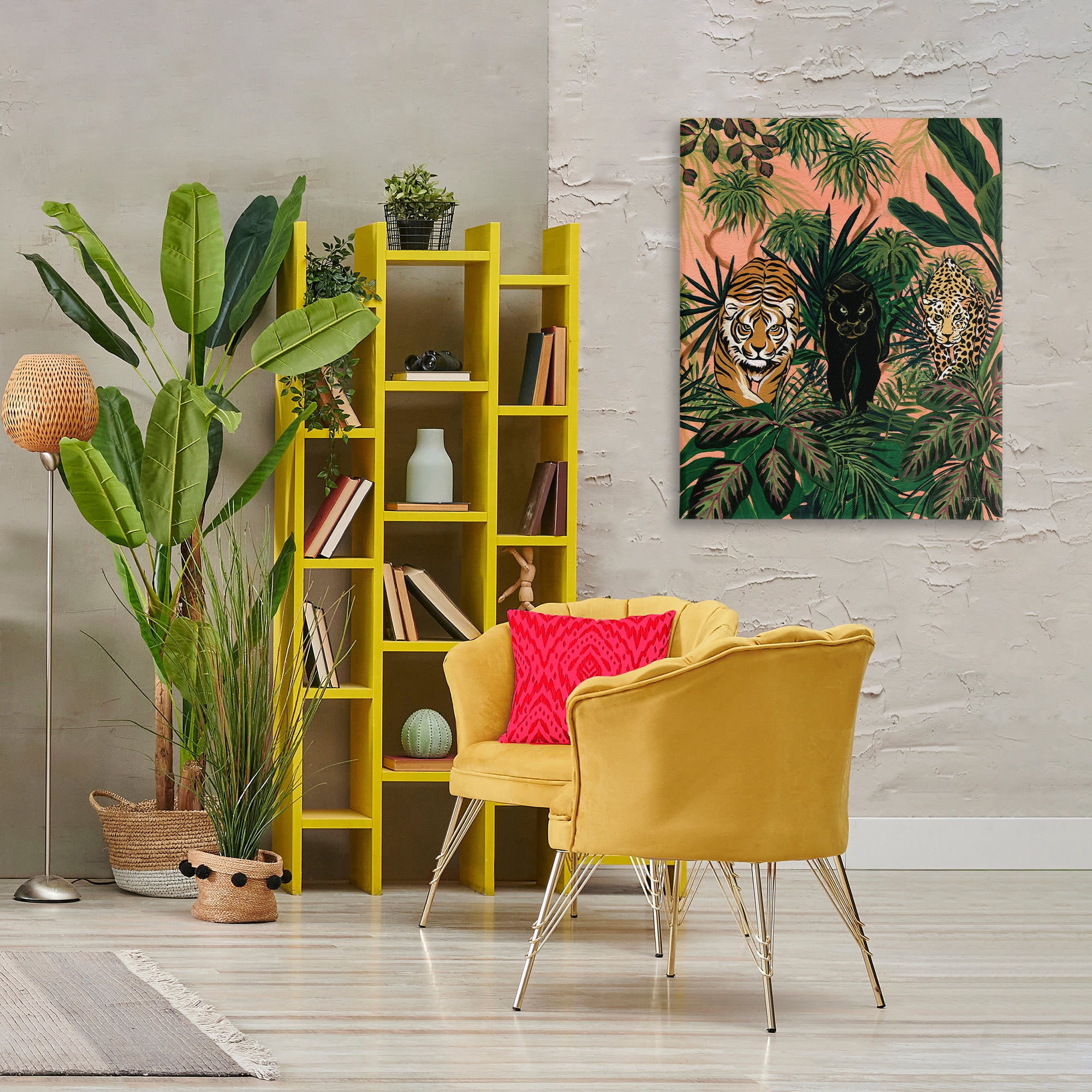 Stupell Industries Boho Jungle Prowlers Animals Painting Wrapped Canvas Art Print Wall Art, 30 x 40