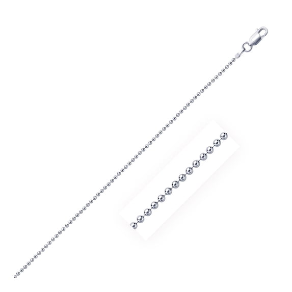 ARAIYA JEWELRY 925 Sterling Silver 1.52 mm Rhodium Plated Bead Chain 20'' for Women