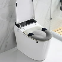 ​Zipper Toilet Seat Cover, 4-Seasons Universal Easy Install Stretchable Toilet Seat Cushion with Embroidery Design, for Most Standard Toilets​​(Gray)