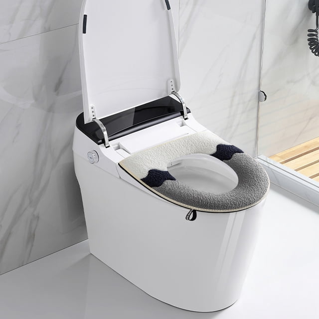 Xihbxyly Asiento de Inodoro con Cremallera, Funda de Poliéster Suave y Cómoda, Fácil de Limpiar E Instalar, Diseño Higiénico E Impermeable, para Uso Doméstico En Las Cuatro Estaciones, Color Gris Dur