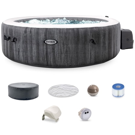 Intex PureSpa Plus Greywood Inflatable Hot Tub w/ Multi-Colored LED Lights
