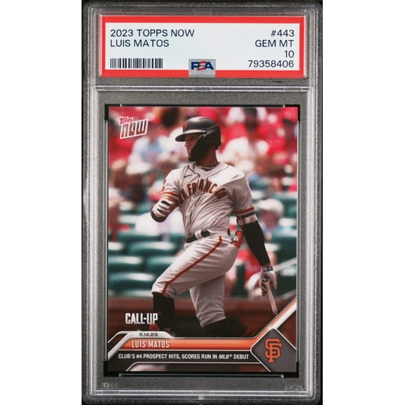 Graded 2023 Topps Now Luis Matos #443 Rookie RC Baseball Card PSA 10 Gem Mint