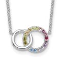 thumbnail image 2 of Auriga Fine Jewelry Sterling Silver Rh-plated Colorful CZ Intertwined Circle Necklace with 2 inch Ext. for Women 18", 2 of 6