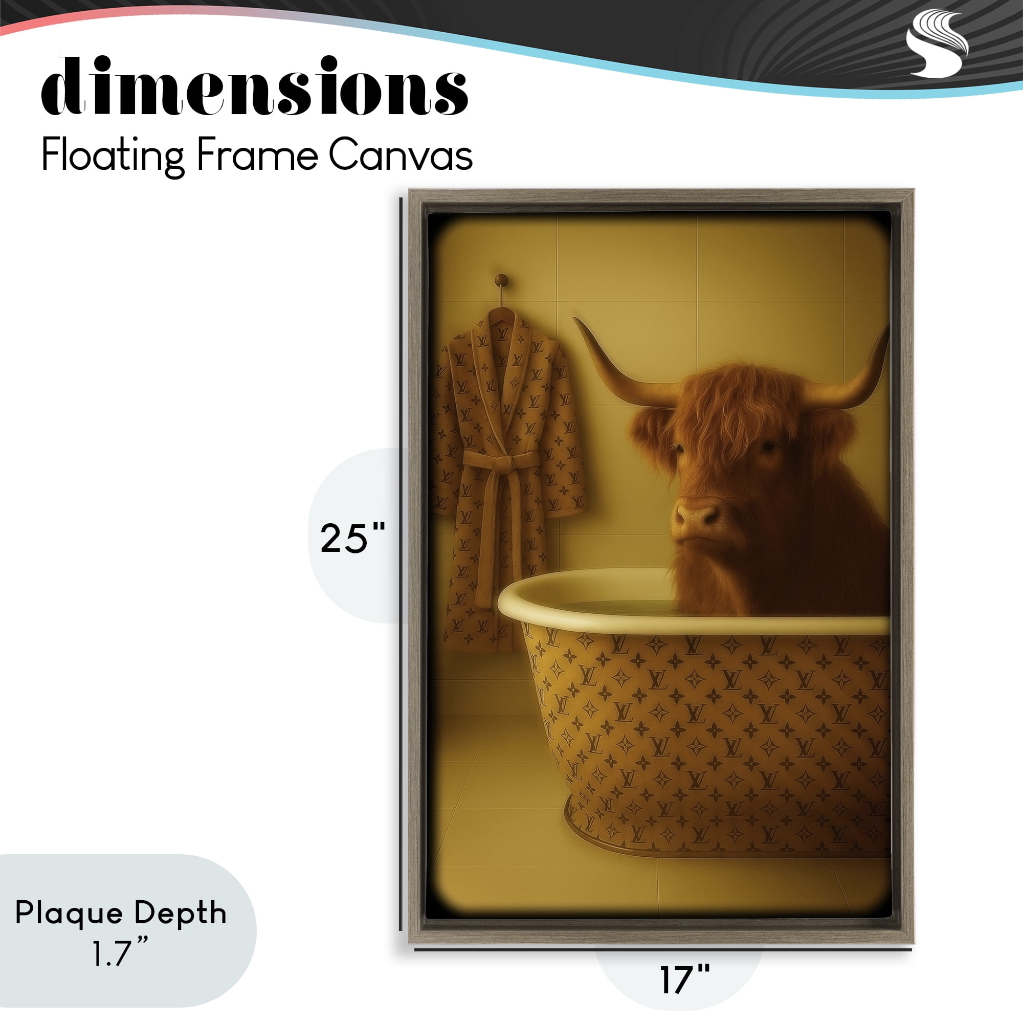 Stupell Industries Couture Highland in Luxury Tub Brown Framed Floater Canvas Wall Art, design by Grotto Studios