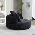 thumbnail image 3 of Bean Bag Chair, Lazy Round Sofa with Pillows and Armrests, Oversized High Back Armchair Single Gaming Sofa Chair Accent Floor Soft Lounge Chair, for Bedroom Living Room Playroom, Black, 3 of 7