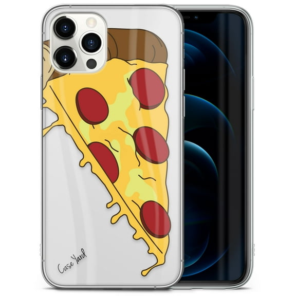 Case Yard iPhone-12/12-Pro Case Clear Soft & Flexible TPU Ultra Low Profile Slim Fit Thin Shockproof Transparent Bumper Protective Cover Drop Protective Cell Phone Cases (Pizza Slice)