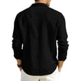 thumbnail image 5 of Fabrcox S-4XL Linen Button Down Shirt Men Roll Up Collared Long Sleeve Shirt for Men Sun Protection Vacation Travel Summer Mens Beach Shirts with Pocket Black S, 5 of 8