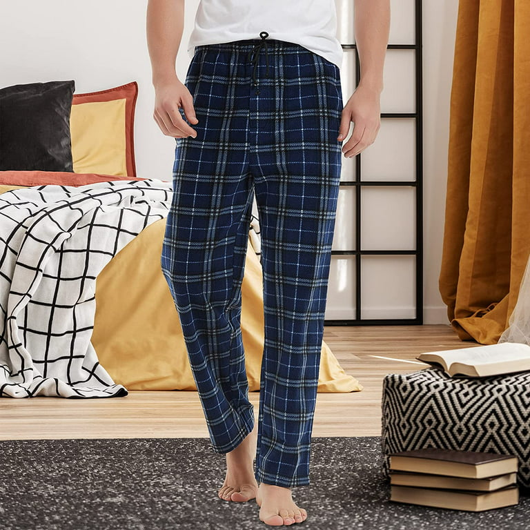 FELEMO Men's Pajama Pant Comfy Soft Lounge Plaid Sleep Pants, M