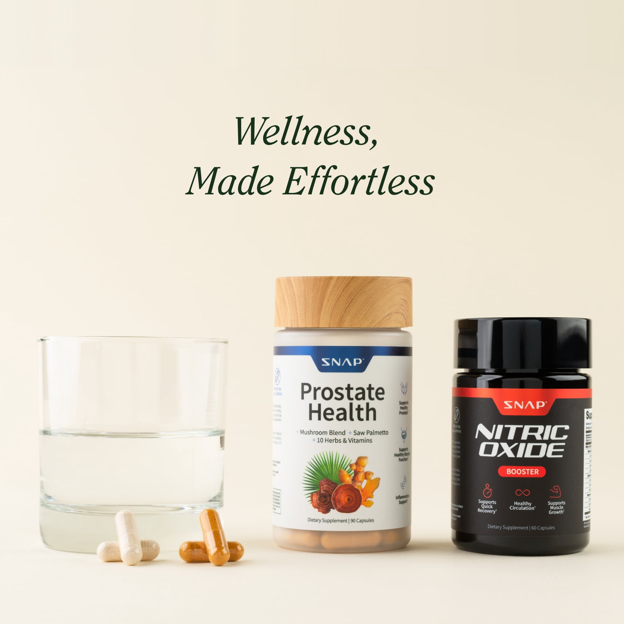 Snap Prostate Health & Nitric Oxide Combo for Men, Urinary & Circulation Support, Saw Palmetto, Zinc & Botanicals (30-Day Supply)