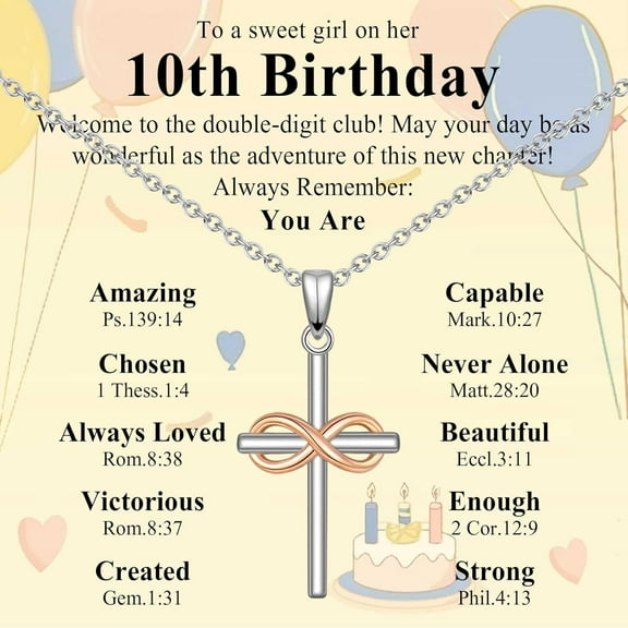 7th 8th 9th 10th 11th Birthday Necklace Gifts, Religious Christian Cross Necklace Jewelry Gift Ideas, Happy Birthday Present for Daughter Granddaughter Sister Niece