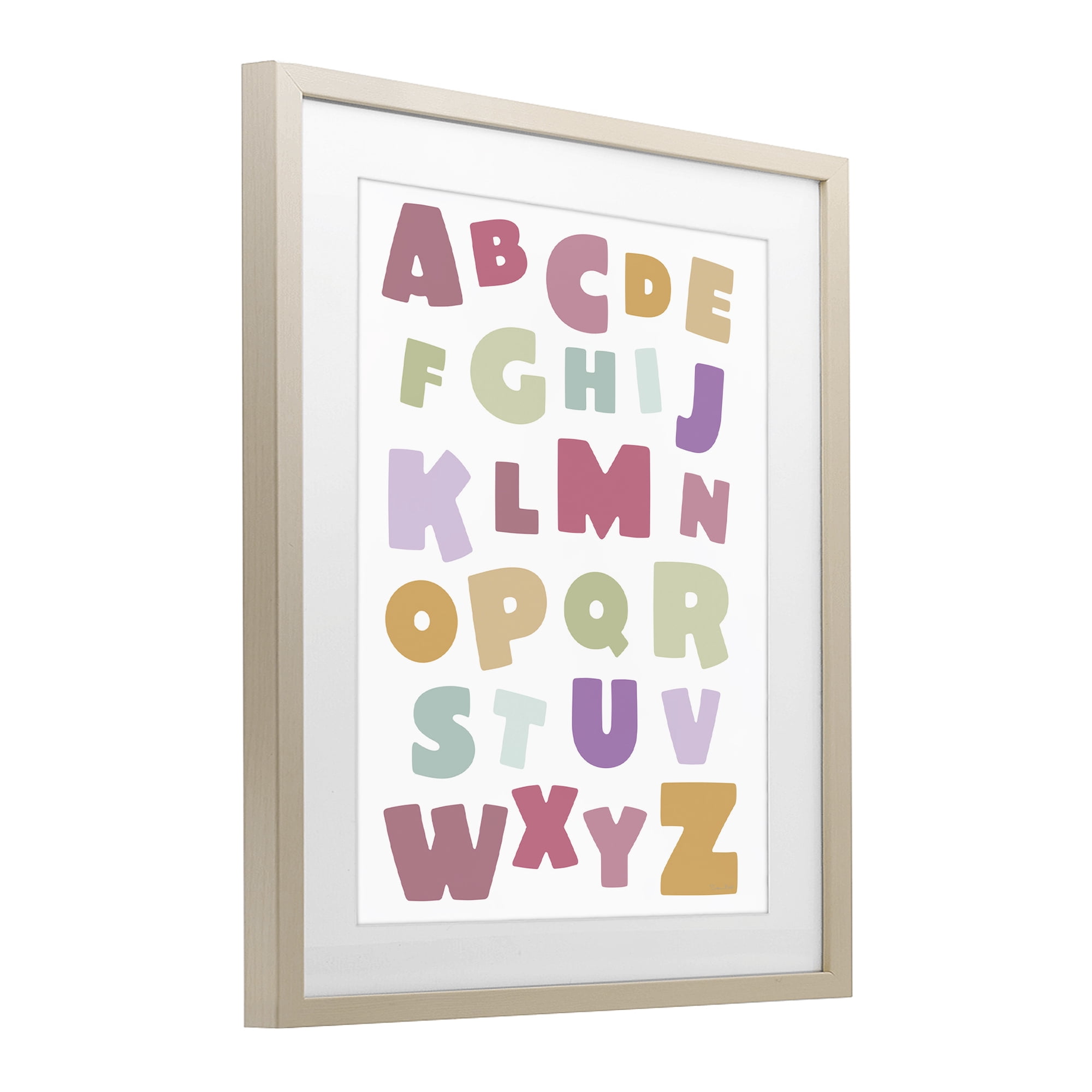 Stupell Industries Muted Alphabet Letters Birch Framed Print Under Glass, design by Susan Ball