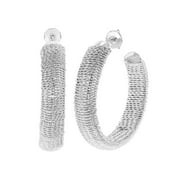 Silver Plated Wire Wrapped Braided Half Hoop Womens Stud Earrings