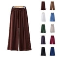 thumbnail image 4 of Women's High Waisted Wide Leg Pants Elastic Drawstring Casual Loose Lounge Palazzo Pants with Pockets, 4 of 4