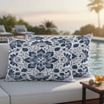thumbnail image 2 of Outdoor Pillow Cover Boho Floral Leaves Set of 2 Waterproof Throw Pillowcases Blue Datura Flowers Decorative Patio Furniture Pillows for Couch Garden Indoor & Outdoor Use, 2 of 9